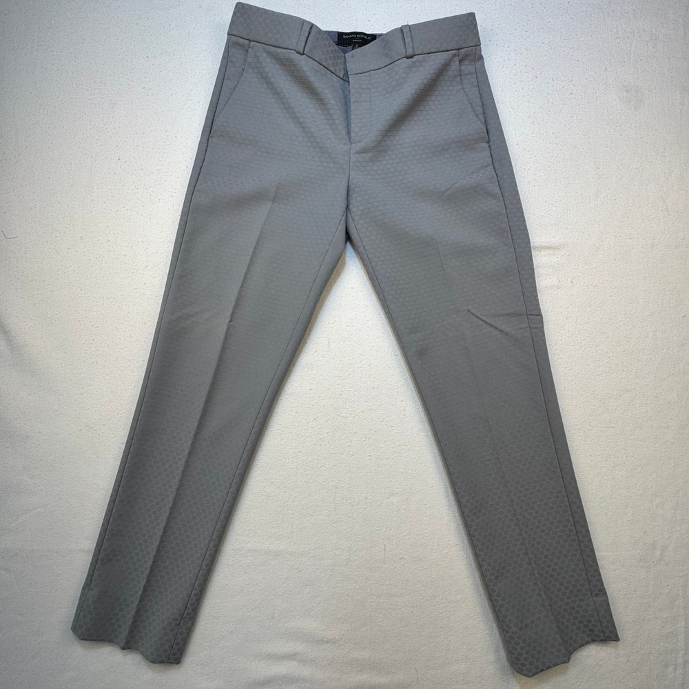 Banana Republic Pants Womens 2 Gray Hampton Jacquard Alloy Slim Trousers - Picture 3 of 13